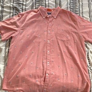 Pink, pelican printed short sleeved button down.